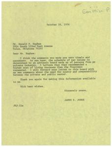 Letter to Mr. Hughes Regarding Pay Raise Recommendations, 1976-10-20